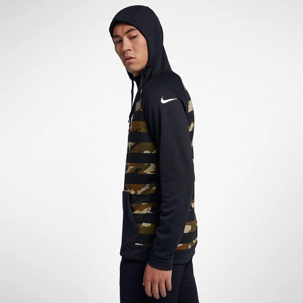 Nike Dri-Fit Camo Stripe Hoodie Mens Size Small Black Green Training Pullover - Picture 6 of 16